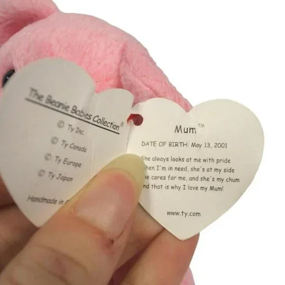 TY Beanie Baby MUM Pink Sparky Plush Stuffed Teddy Bear (Retired 2002 Mint) - Picture 4 of 4